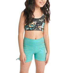 Justice Girls Reversible Sports Bra Black Gold Shiny Size Large 12/14 New